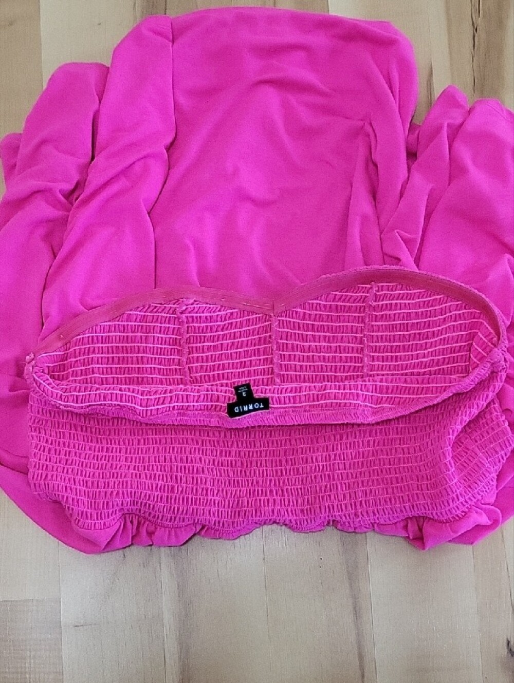 Torrid Hot Pink Fuchsia Smocked Strapless Knit Dress Women's Size 3X - Picture 5 of 13